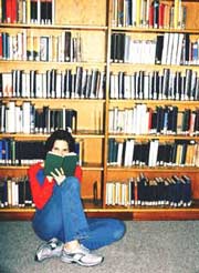 woman in library